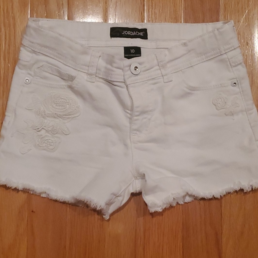 Jordache Girl's White Embroidered Jean Shorts